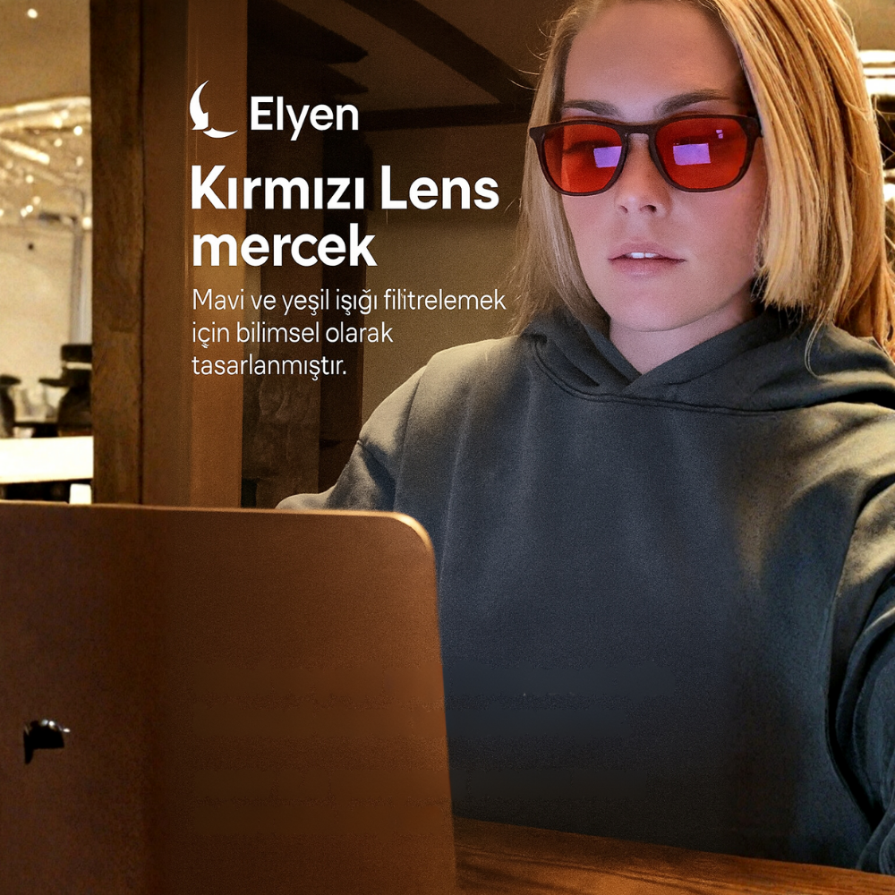 elyen® | Unisex Kırmızı Camlı Mavi Işık Gözlüğü