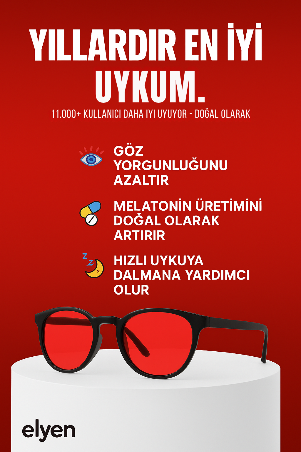 elyen® | Unisex Kırmızı Camlı Mavi Işık Gözlüğü