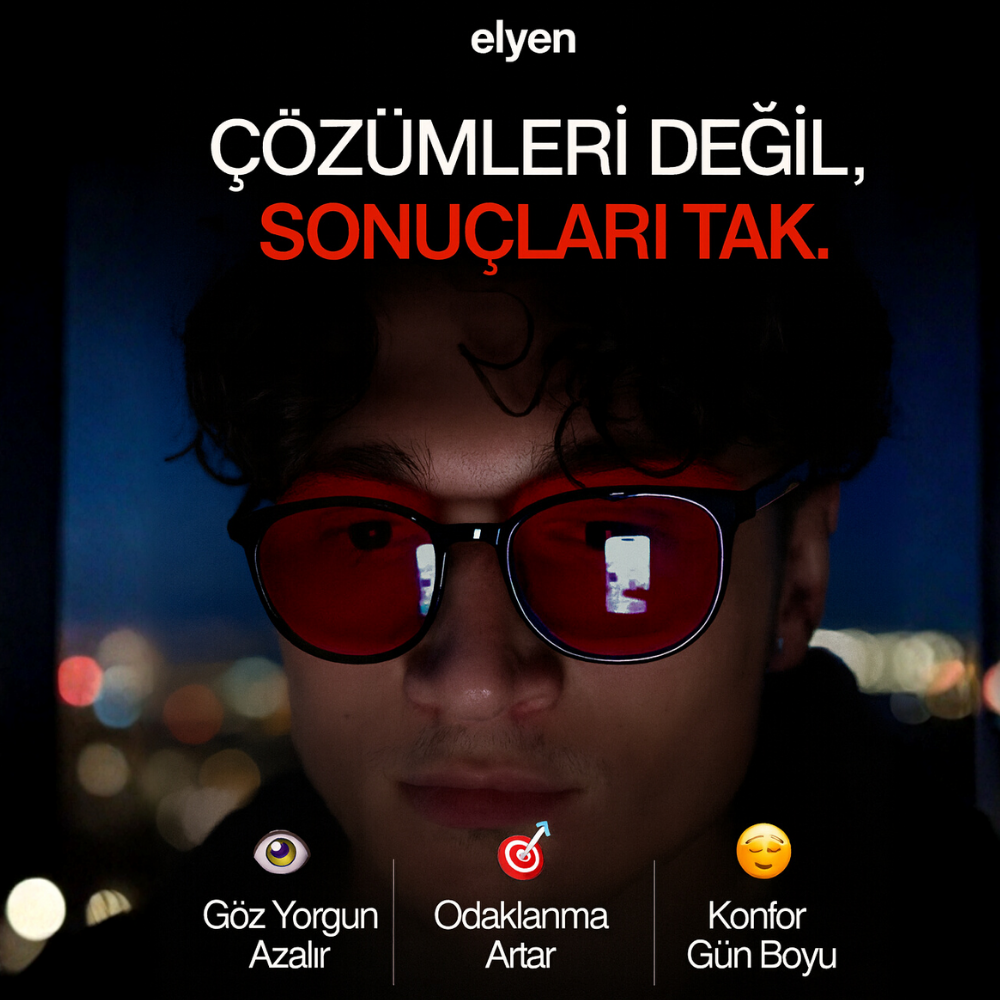 elyen® | Unisex Kırmızı Camlı Mavi Işık Gözlüğü