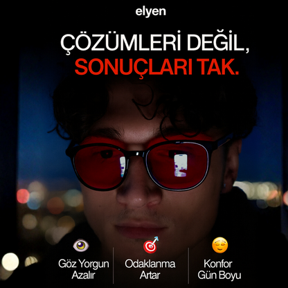 elyen® | Unisex Kırmızı Camlı Mavi Işık Gözlüğü